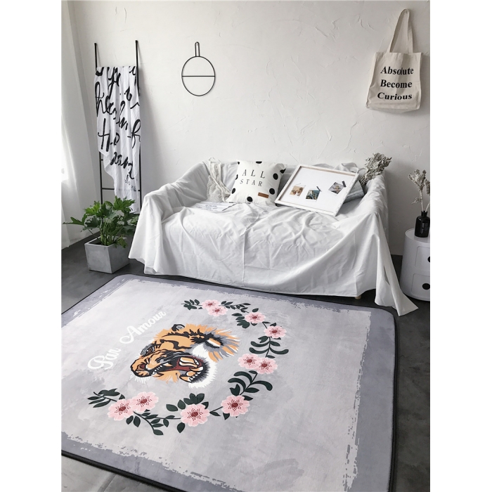 91家纺网 家纺一手货源 找家纺 昔可家纺 简约新款地垫  花与虎