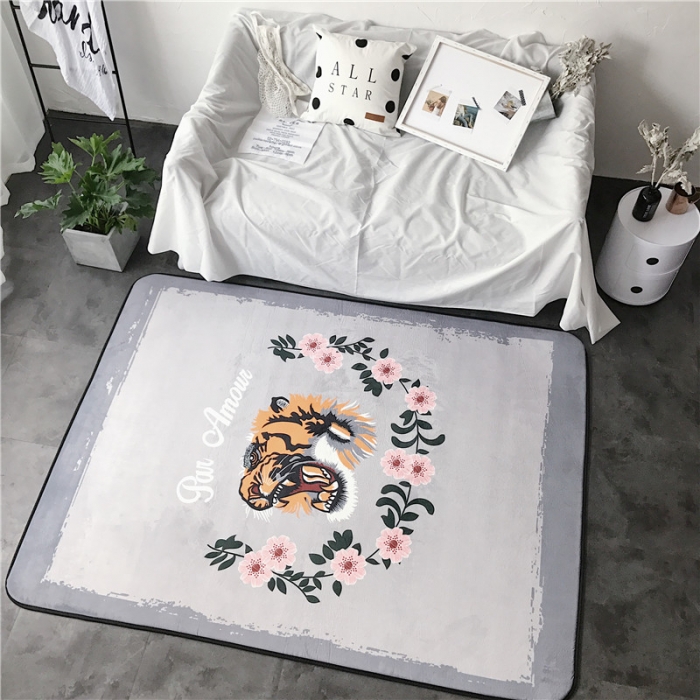 91家纺网 家纺一手货源 找家纺 昔可家纺 简约新款地垫  花与虎