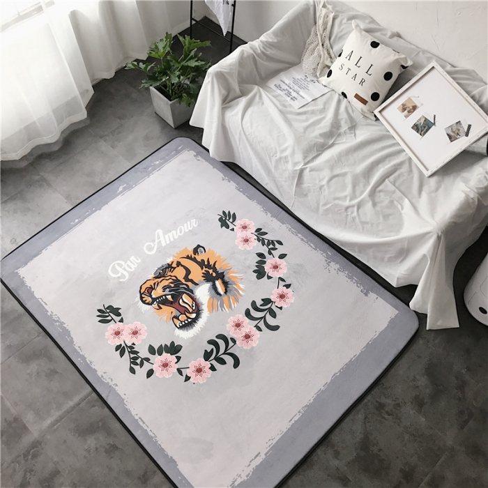 91家纺网 家纺一手货源 找家纺 昔可家纺 简约新款地垫  花与虎