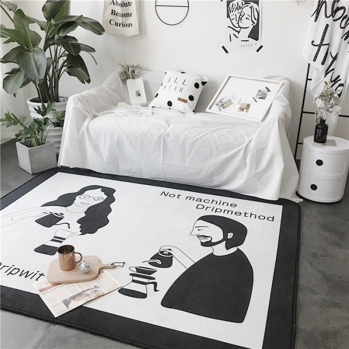 91家纺网 家纺一手货源 找家纺 昔可家纺 简约新款地垫 咖啡情侣