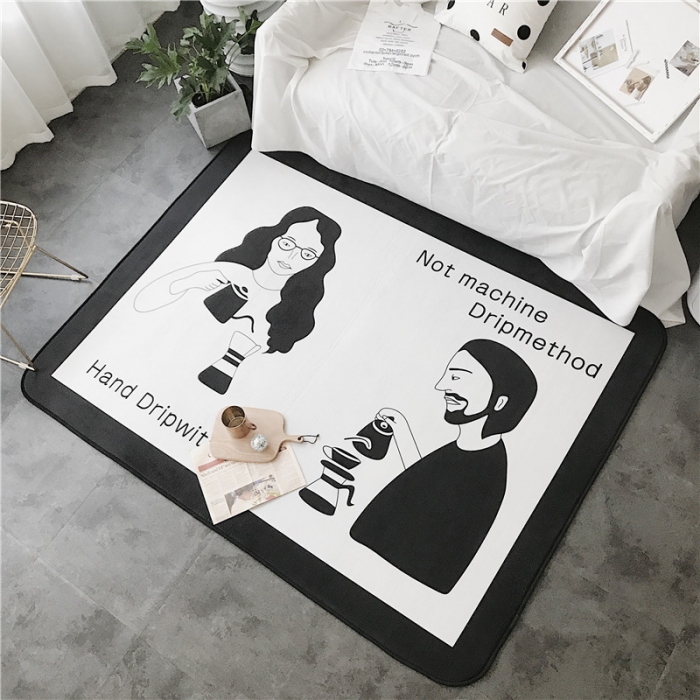 91家纺网 家纺一手货源 找家纺 昔可家纺 简约新款地垫 咖啡情侣