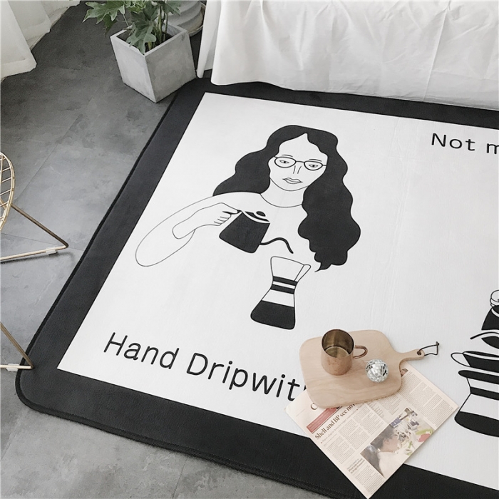 91家纺网 家纺一手货源 找家纺 昔可家纺 简约新款地垫 咖啡情侣