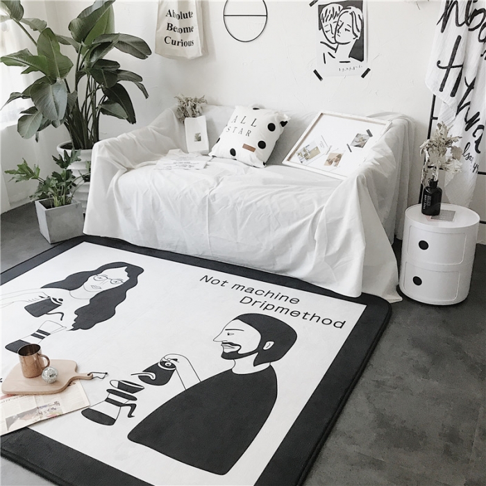 91家纺网 家纺一手货源 找家纺 昔可家纺 简约新款地垫 咖啡情侣