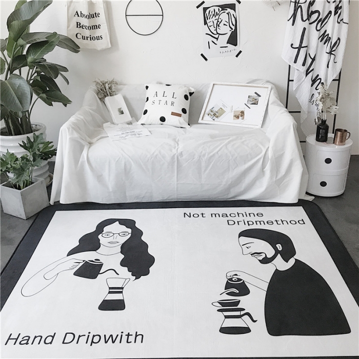 91家纺网 家纺一手货源 找家纺 昔可家纺 简约新款地垫 咖啡情侣