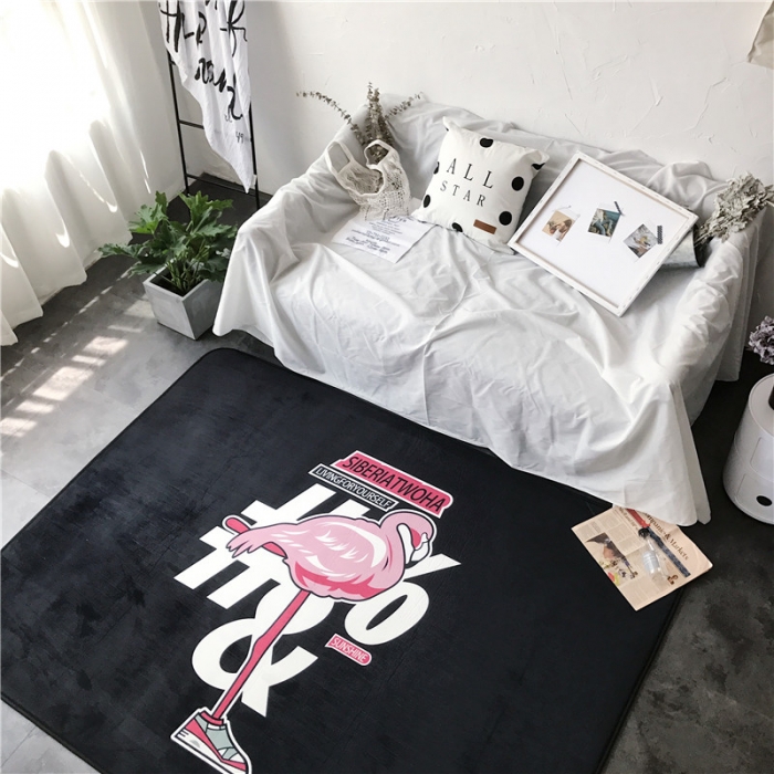 91家纺网 家纺一手货源 找家纺 昔可家纺 简约新款地垫 嘻哈鸟