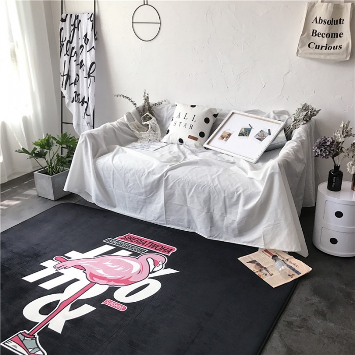 91家纺网 家纺一手货源 找家纺 昔可家纺 简约新款地垫 嘻哈鸟