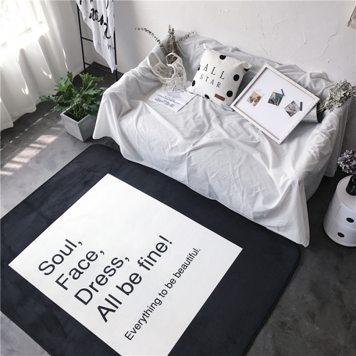 91家纺网 家纺一手货源 找家纺 昔可家纺 简约新款地垫 字母便利贴