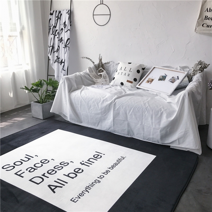 91家纺网 家纺一手货源 找家纺 昔可家纺 简约新款地垫 字母便利贴