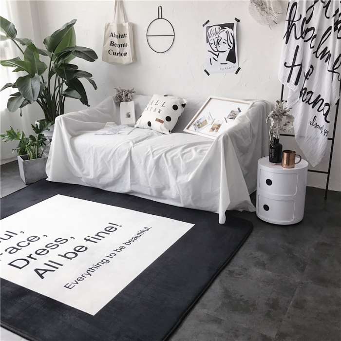 91家纺网 家纺一手货源 找家纺 昔可家纺 简约新款地垫 字母便利贴