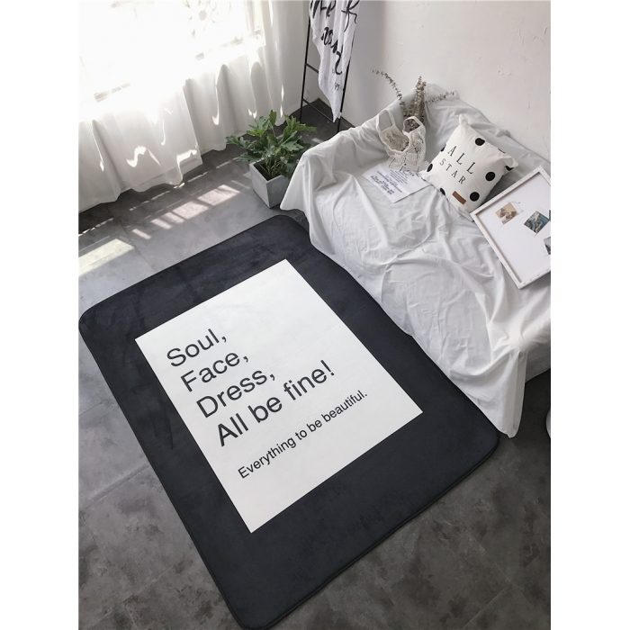 91家纺网 家纺一手货源 找家纺 昔可家纺 简约新款地垫 字母便利贴