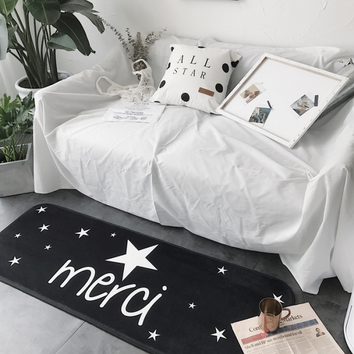 91家纺网 家纺一手货源 找家纺 昔可家纺 8月份新款长条地垫merci星星