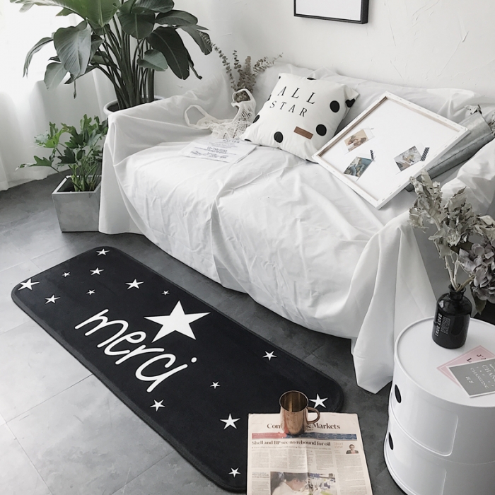 91家纺网 家纺一手货源 找家纺 昔可家纺 8月份新款长条地垫merci星星