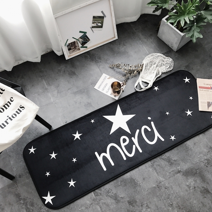 91家纺网 家纺一手货源 找家纺 昔可家纺 8月份新款长条地垫merci星星