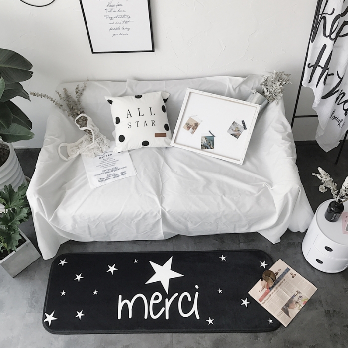 91家纺网 家纺一手货源 找家纺 昔可家纺 8月份新款长条地垫merci星星