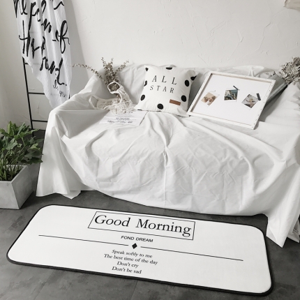 91家纺网 家纺一手货源 找家纺 昔可家纺 8月份新款长条地垫早安