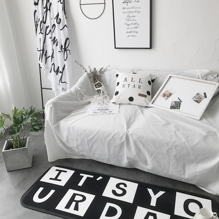 91家纺网 家纺一手货源 找家纺 昔可家纺 8月份新款长条地垫方块字母