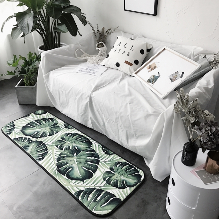 91家纺网 家纺一手货源 找家纺 昔可家纺 8月份新款长条地垫龟背竹