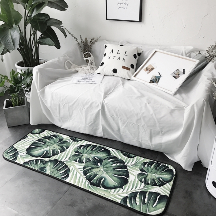 91家纺网 家纺一手货源 找家纺 昔可家纺 8月份新款长条地垫龟背竹