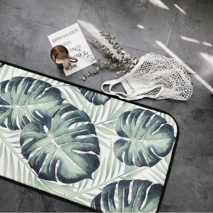 91家纺网 家纺一手货源 找家纺 昔可家纺 8月份新款长条地垫龟背竹