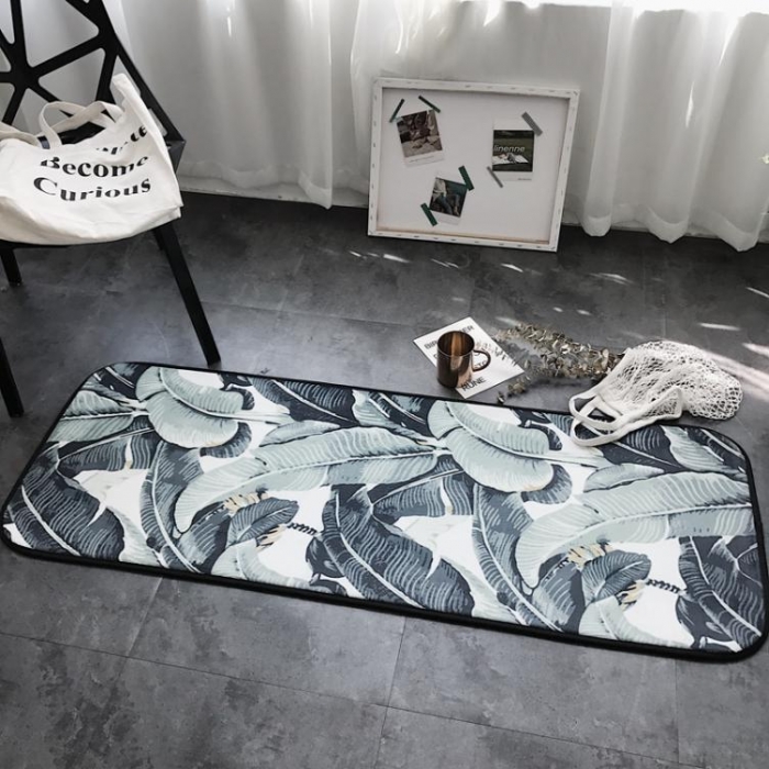 91家纺网 家纺一手货源 找家纺 昔可家纺 8月份新款长条地垫热带植物