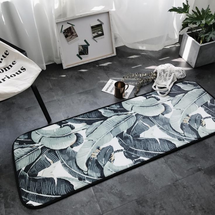 91家纺网 家纺一手货源 找家纺 昔可家纺 8月份新款长条地垫热带植物