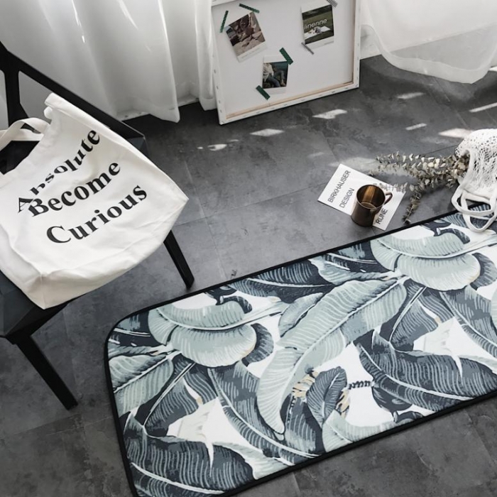 91家纺网 家纺一手货源 找家纺 昔可家纺 8月份新款长条地垫热带植物