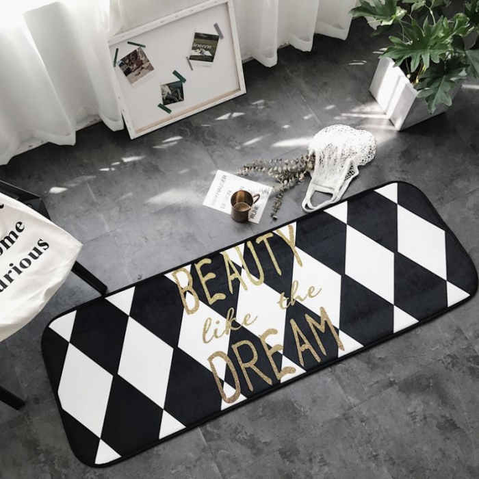 91家纺网 家纺一手货源 找家纺 昔可家纺 8月份新款长条地垫烫金字母