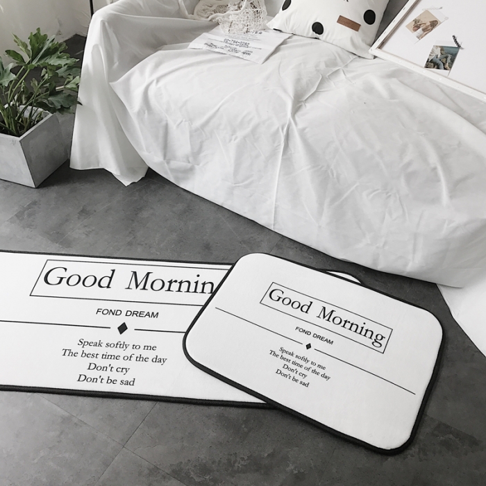 91家纺网 家纺一手货源 找家纺 昔可家纺 8月份新款长条地垫早安