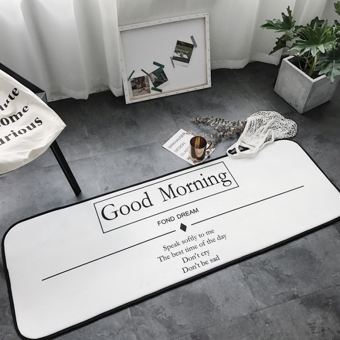 91家纺网 家纺一手货源 找家纺 昔可家纺 8月份新款长条地垫早安