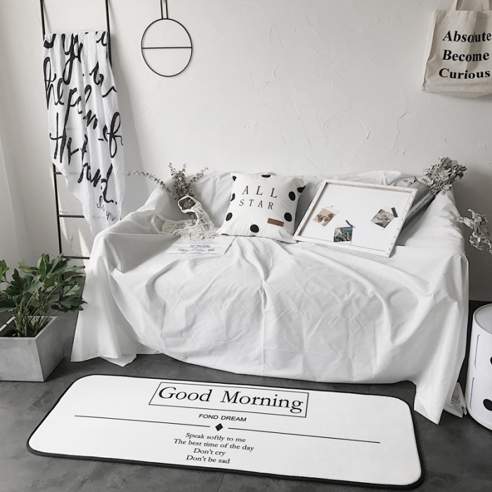 91家纺网 家纺一手货源 找家纺 昔可家纺 8月份新款长条地垫早安