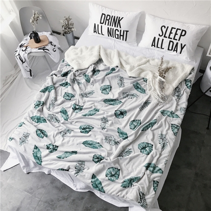 91家纺网 家纺一手货源 找家纺 2017新款爆款羊羔绒毯芭蕉叶