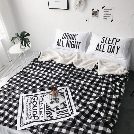 2017新款爆款羊羔绒毯深格子