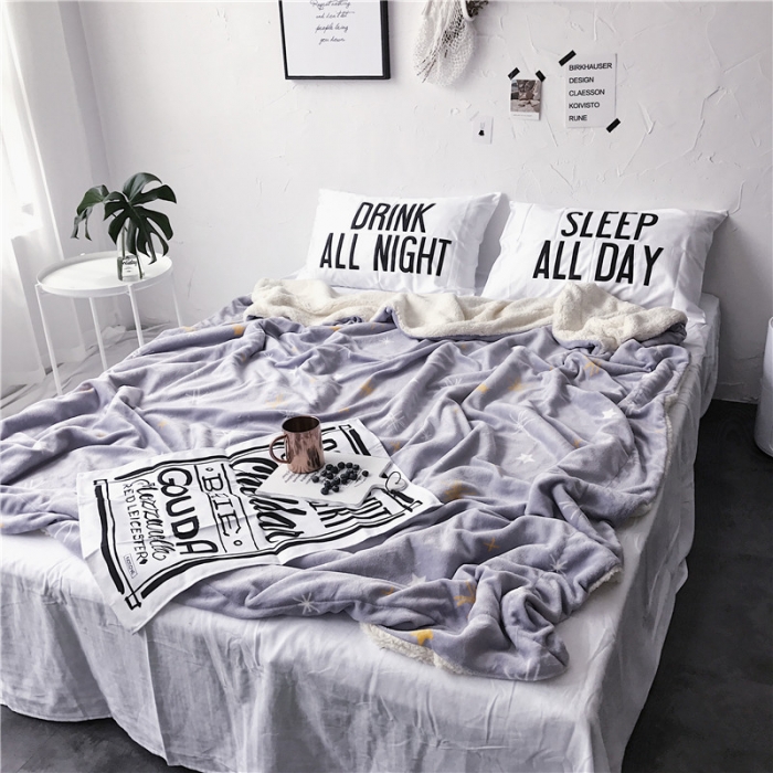 91家纺网 家纺一手货源 找家纺 2017新款爆款羊羔绒毯星晨