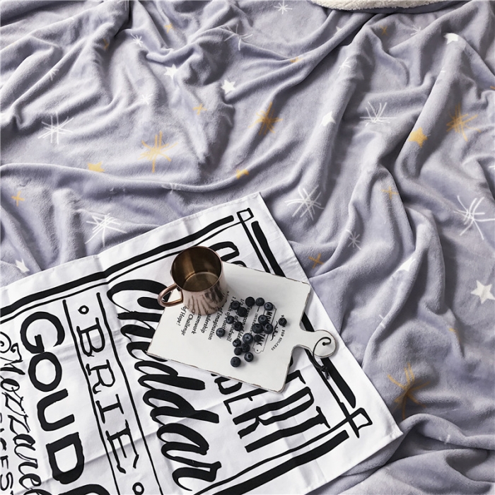 91家纺网 家纺一手货源 找家纺 2017新款爆款羊羔绒毯星晨