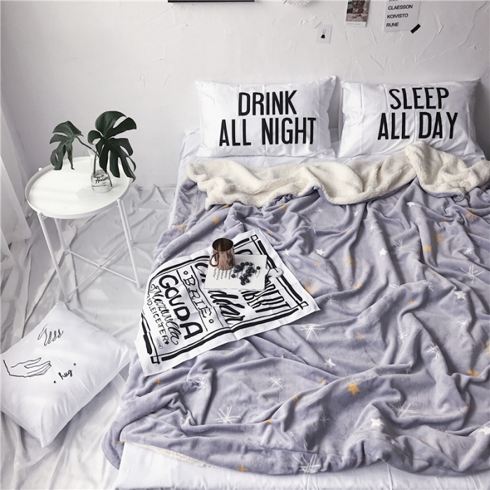 91家纺网 家纺一手货源 找家纺 2017新款爆款羊羔绒毯星晨