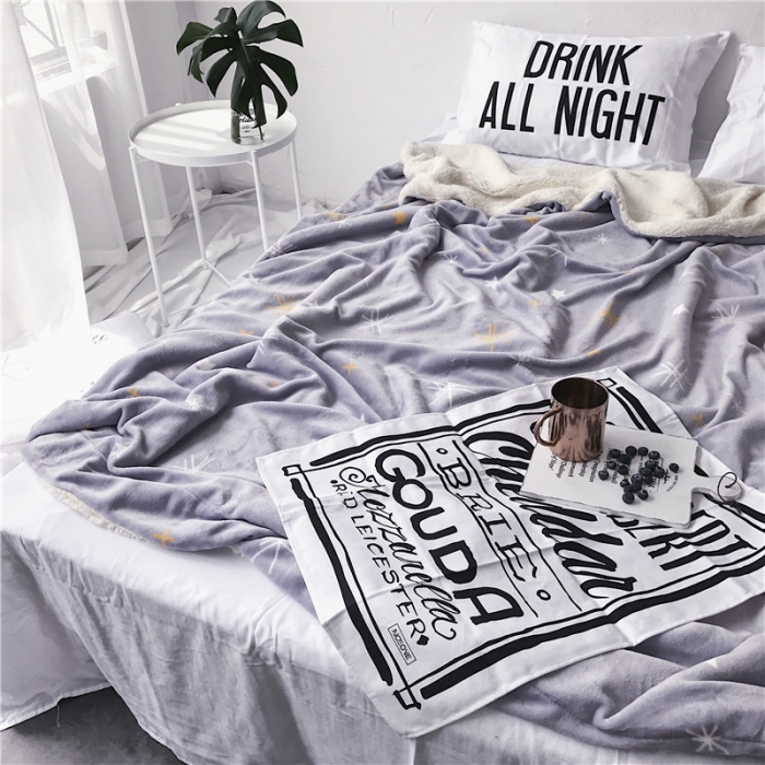 91家纺网 家纺一手货源 找家纺 2017新款爆款羊羔绒毯星晨