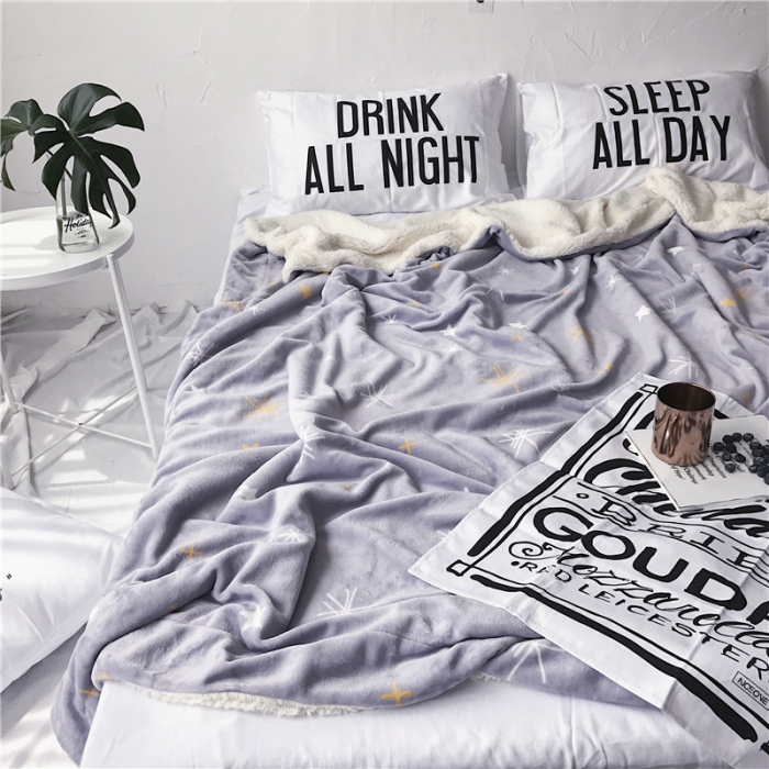 91家纺网 家纺一手货源 找家纺 2017新款爆款羊羔绒毯星晨