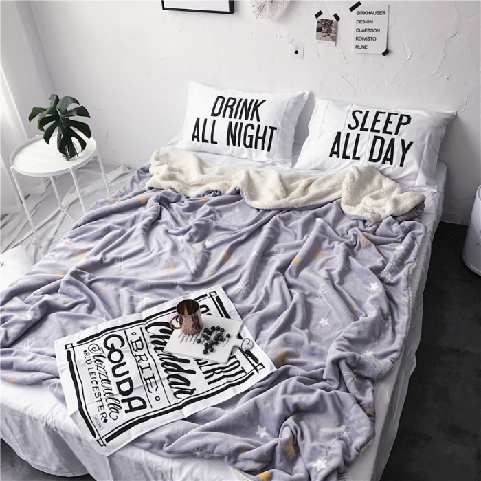 91家纺网 家纺一手货源 找家纺 2017新款爆款羊羔绒毯星晨