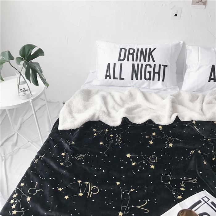 91家纺网 家纺一手货源 找家纺 2017新款爆款羊羔绒毯星座