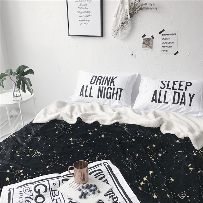 91家纺网 家纺一手货源 找家纺 2017新款爆款羊羔绒毯星座