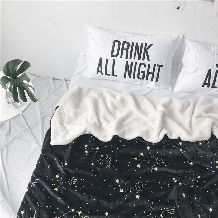 91家纺网 家纺一手货源 找家纺 2017新款爆款羊羔绒毯星座