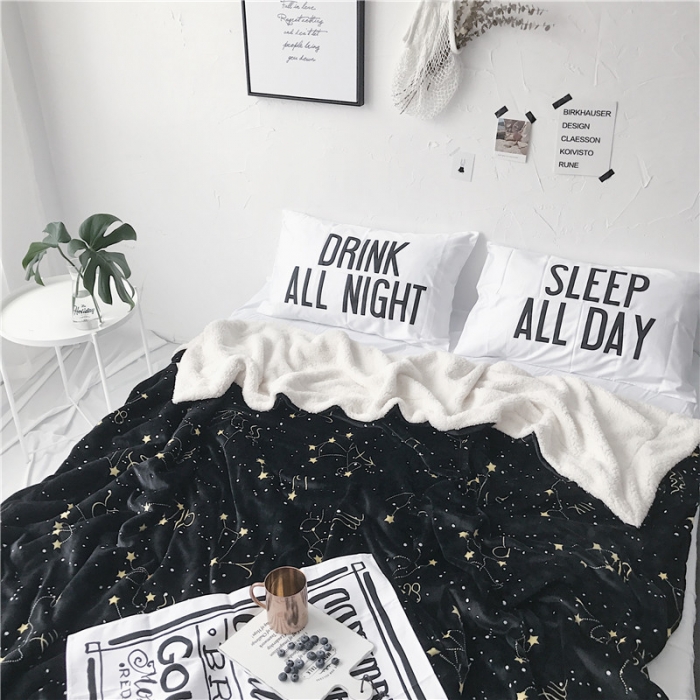 91家纺网 家纺一手货源 找家纺 2017新款爆款羊羔绒毯星座