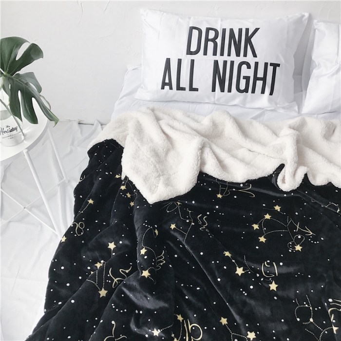 91家纺网 家纺一手货源 找家纺 2017新款爆款羊羔绒毯星座