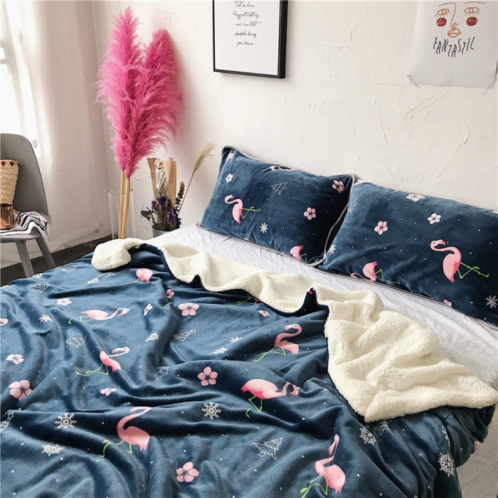 91家纺网 家纺一手货源 找家纺 昔可家纺 圣诞火鸟系列羊羔绒毯