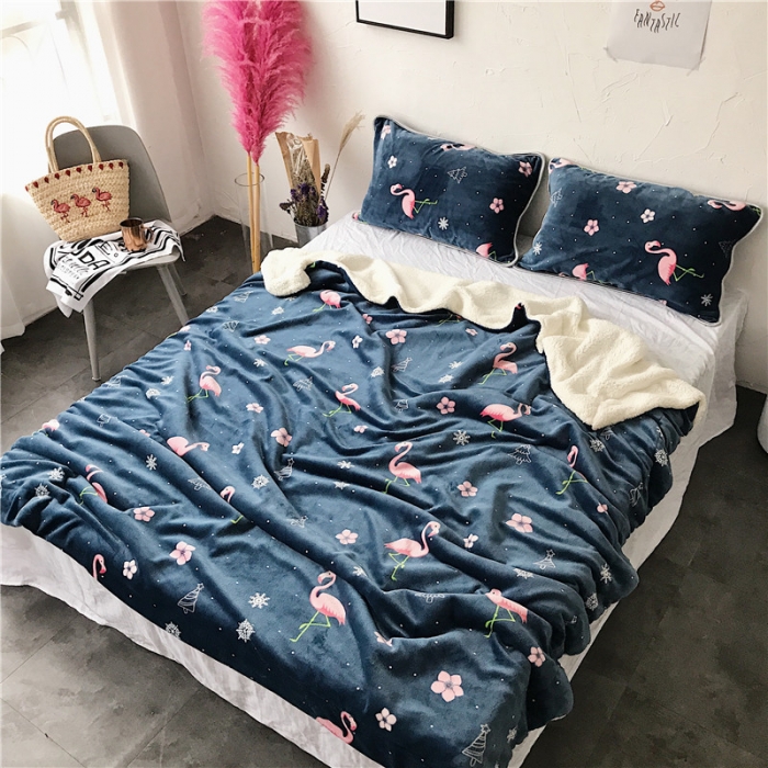 91家纺网 家纺一手货源 找家纺 昔可家纺 圣诞火鸟系列羊羔绒毯