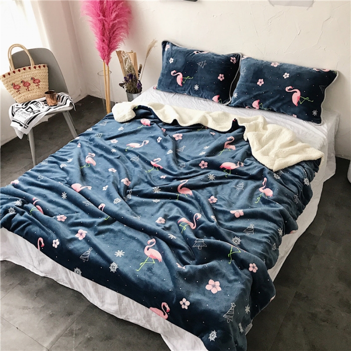 91家纺网 家纺一手货源 找家纺 昔可家纺 圣诞火鸟系列羊羔绒毯