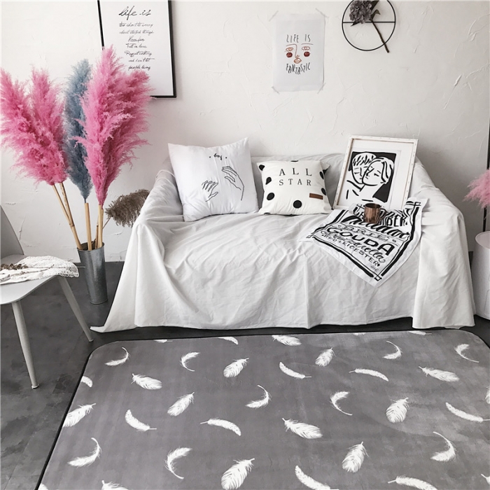 91家纺网 家纺一手货源 找家纺 昔可家纺 9月份新花色地垫 羽毛