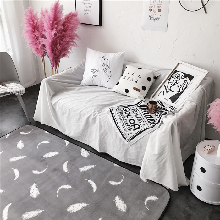 91家纺网 家纺一手货源 找家纺 昔可家纺 9月份新花色地垫 羽毛