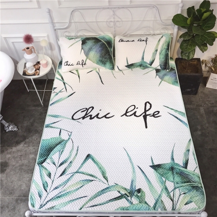 91家纺网 家纺一手货源 找家纺 昔可 chic风高颜值亲肤天丝空调软席三件套chic叶子