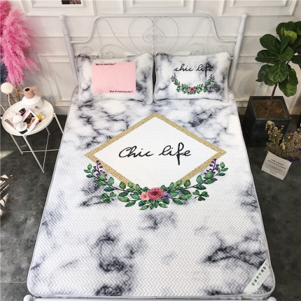 91家纺网 家纺一手货源 找家纺 昔可 chic风高颜值亲肤天丝空调软席三件套chic大理石纹